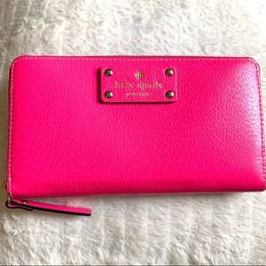 Kate Spade Hot Pink Large Continental Zip Wallet